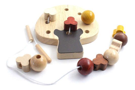 Lacing Threading Wooden Toy for Children-0